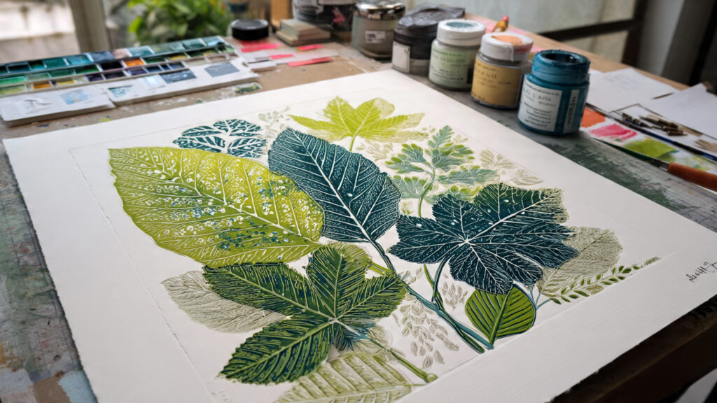 15 Linocut Art Techniques Every Printmaker Should Try a botanical linocut print featuring detailed leaves