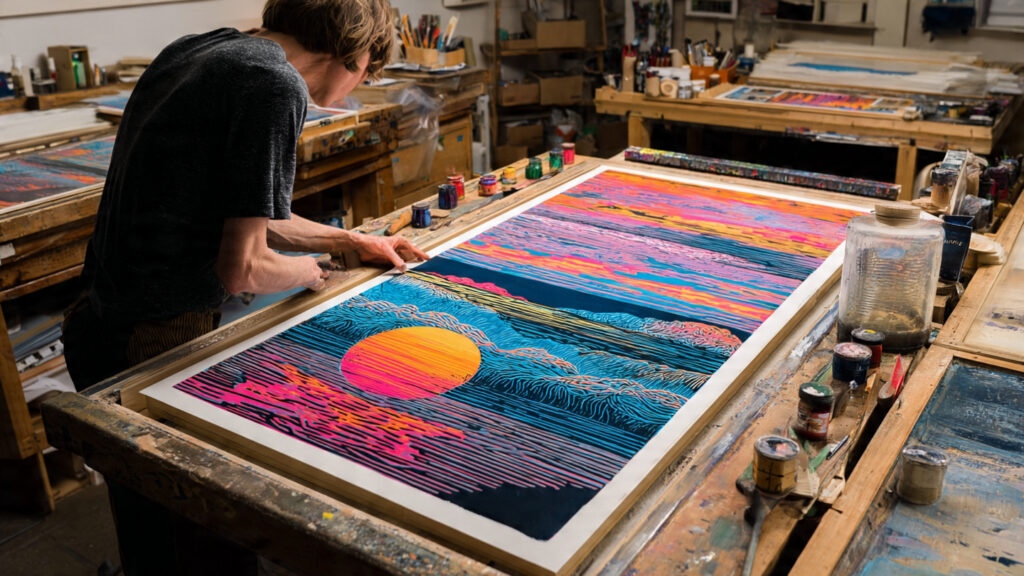 15 Linocut Art Techniques Every Printmaker Should Try a colorful multi block linocut print with sharp