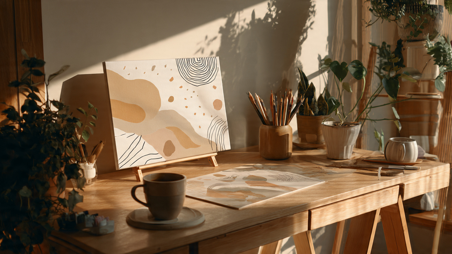 25 Easy Canvas Drawing Ideas to Boost Creativity and Relax Your Mind a cozy creative workspace featuring easy canvas
