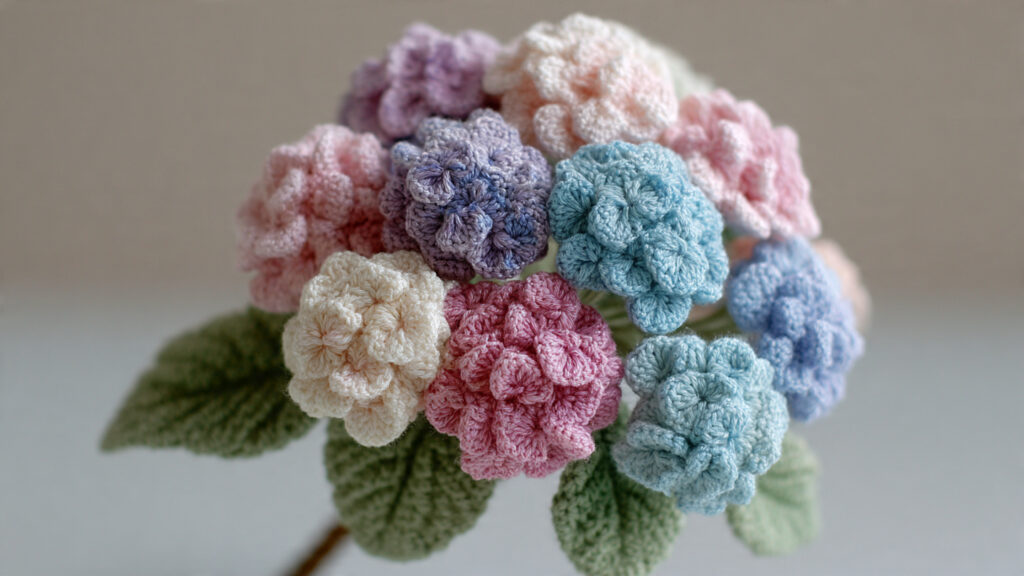 25 Beautiful Crochet Flower Ideas for Beginners and Experts a crochet hydrangea cluster made of tiny