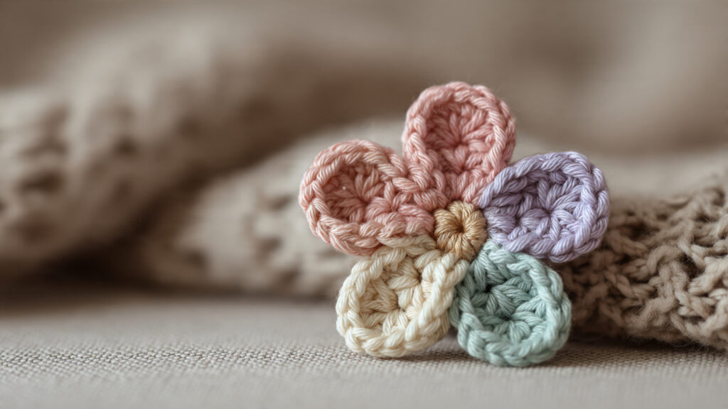 25 Beautiful Crochet Flower Ideas for Beginners and Experts a flat five petal crochet flower made with