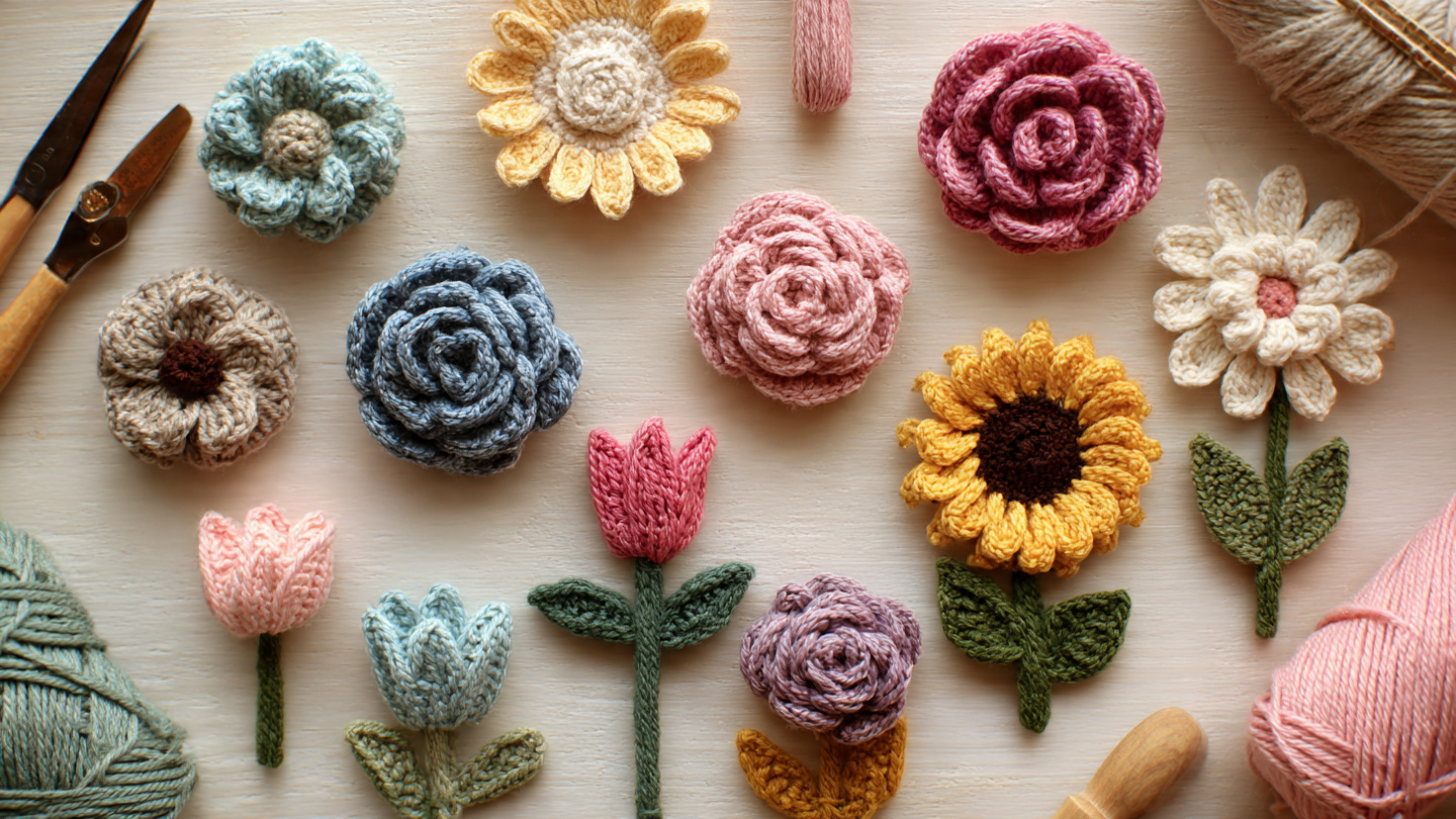 25 Beautiful Crochet Flower Ideas for Beginners and Experts a high quality blog feature image showcasing a