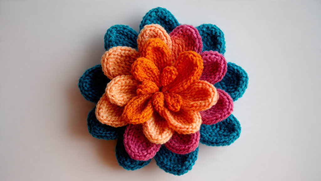 25 Beautiful Crochet Flower Ideas for Beginners and Experts a layered crochet flower with two toned petals