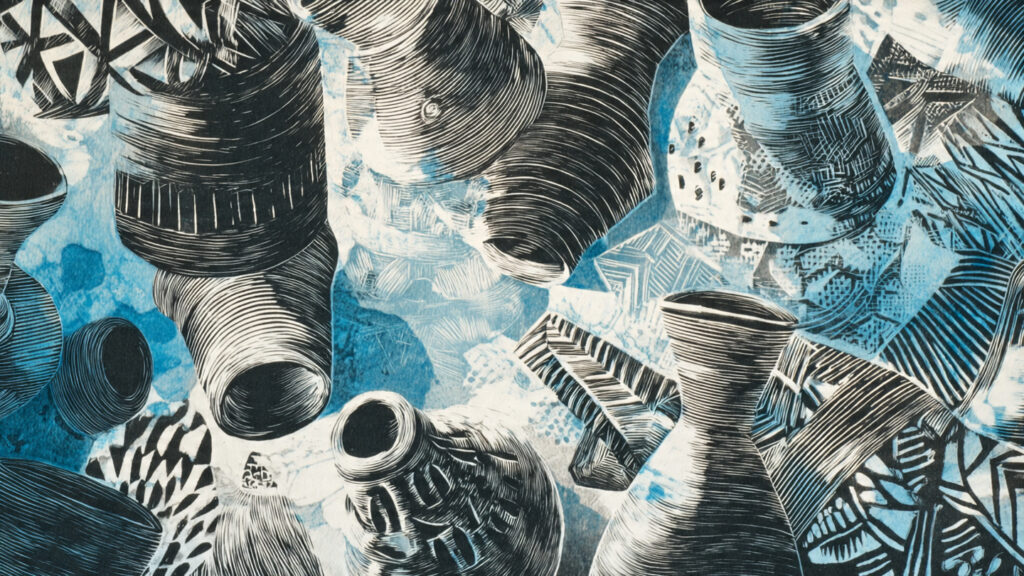 15 Linocut Art Techniques Every Printmaker Should Try a mixed media linocut artwork combining printmaking with