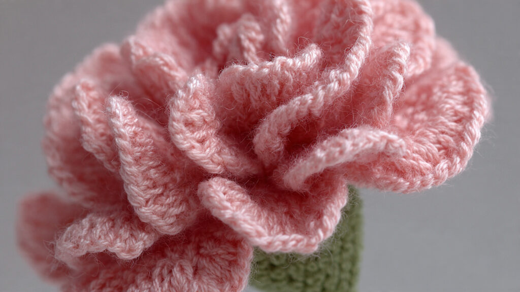 25 Beautiful Crochet Flower Ideas for Beginners and Experts a ruffled crochet carnation in soft pink