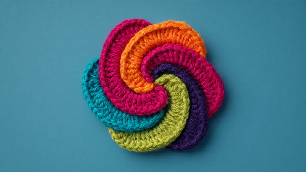 25 Beautiful Crochet Flower Ideas for Beginners and Experts a spiral crochet flower in bright yarn
