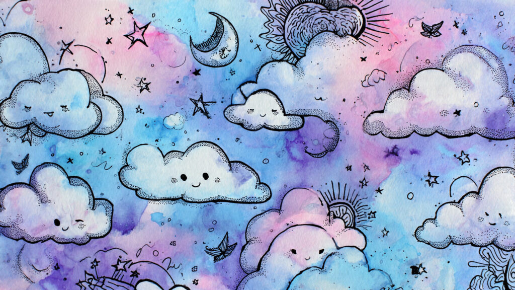 15 Easy Doodle Art Painting Ideas to Relax Your Mind and Boost Creativity a whimsical cloud and sky doodle painting