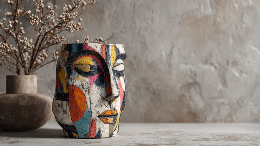 23 Creative Vase Painting Ideas to Elevate Your Home Decor abstract face art painted vase modern gallery style