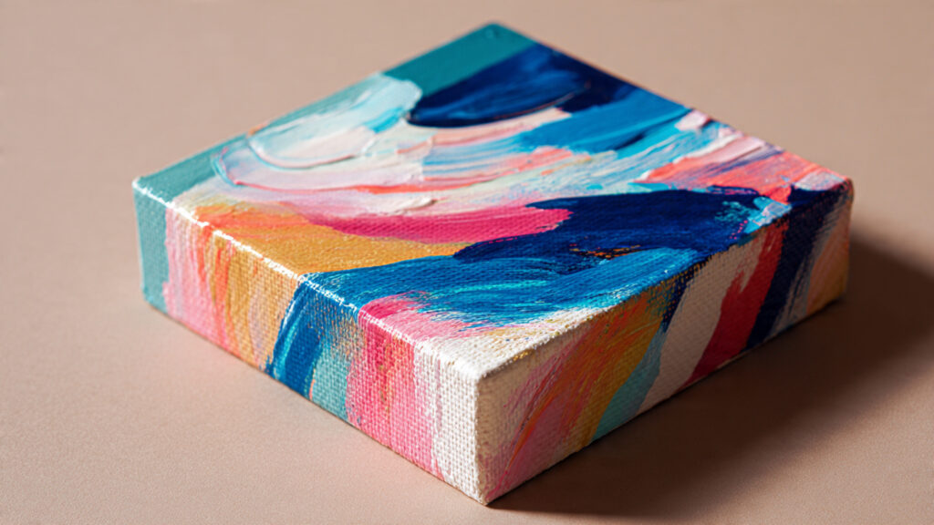15 Adorable Mini Canvas Painting Ideas For Fun abstract mini canvas painting with bold color