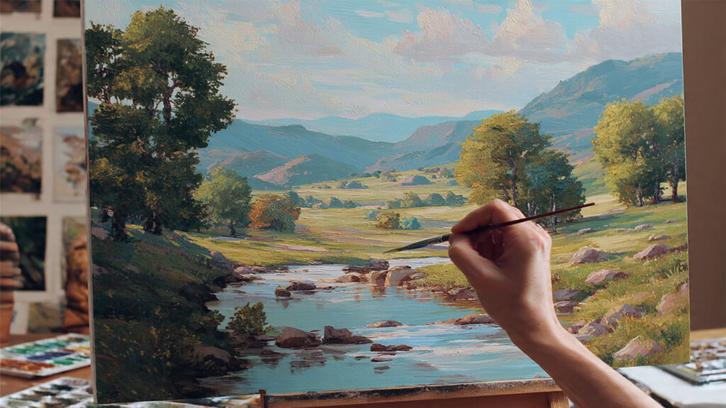 17 Different Styles of Acrylic Painting Every Artist Should Know acrylic glazing technique applied to layered landscape