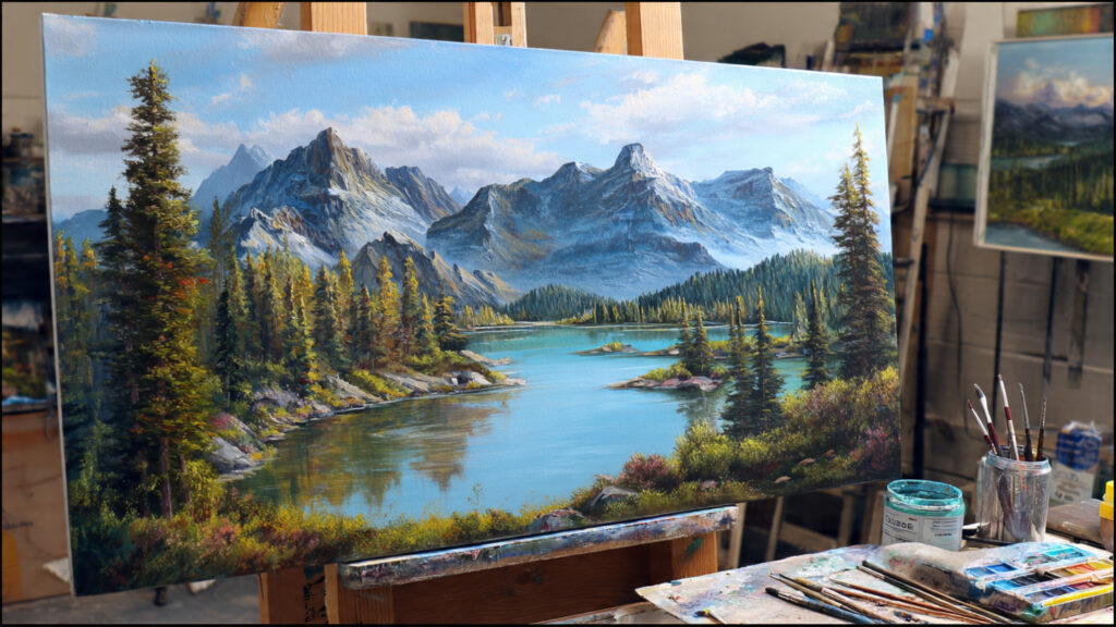17 Different Styles of Acrylic Painting Every Artist Should Know acrylic landscape painting with mountains forest and