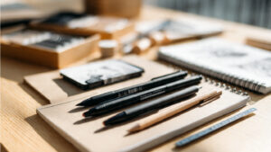 aesthetic flat lay of zentangle drawing supplies (2)