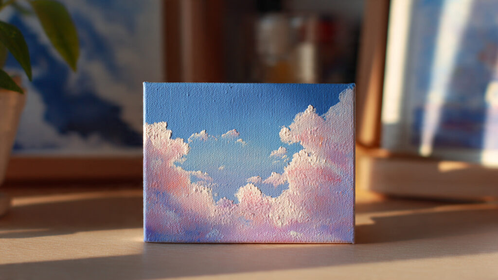 15 Adorable Mini Canvas Painting Ideas For Fun aesthetic mini canvas painting of soft pastel (1)