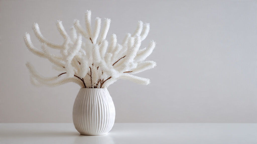 20 Creative Pipe Cleaner Flower Styles for Beautiful Home Décor all white pipe cleaner flower arrangement in a