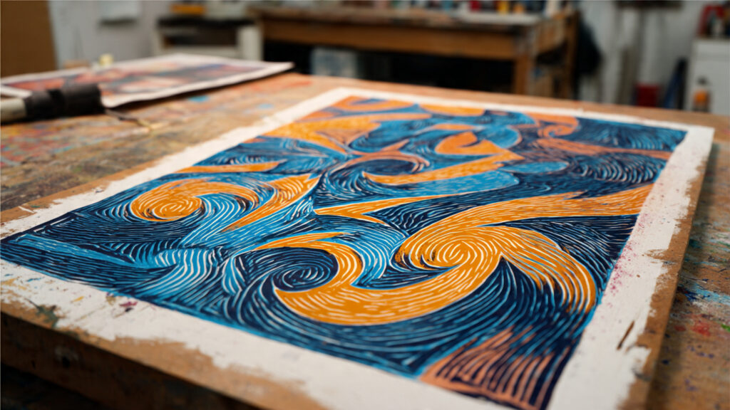 15 Linocut Art Techniques Every Printmaker Should Try an expressive linocut with dynamic flowing lines