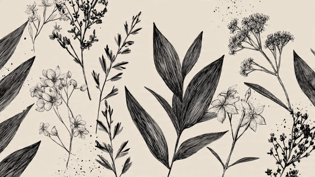 12 Botanical Art Styles Explained black ink botanical line art of leaves