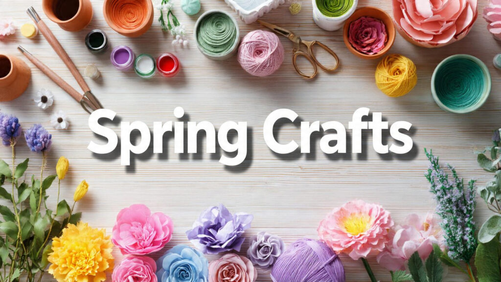27 Easy Spring Craft Ideas & Creative DIY Projects bright spring craft workspace flat lay featuring