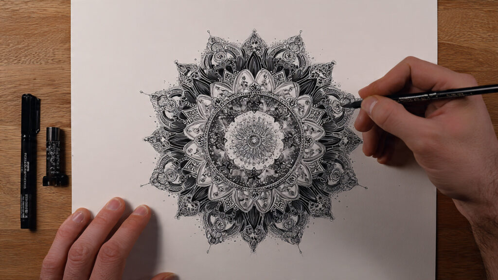 doodling with mandala drawing