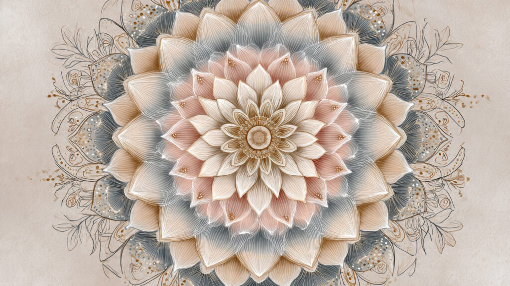 floral mandala art with layered petal patterns
