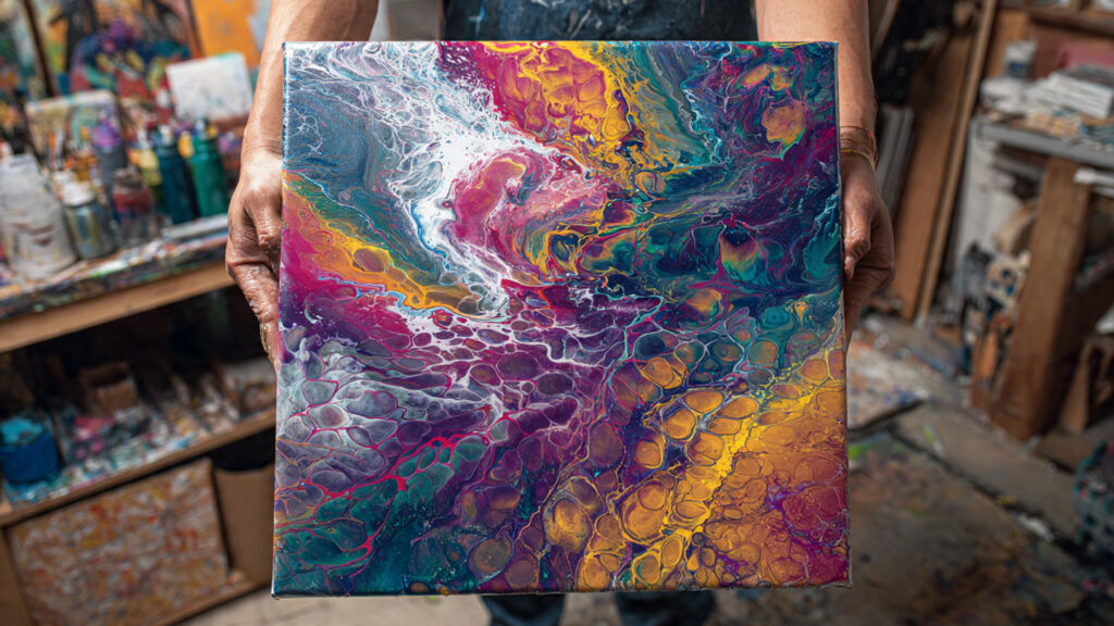17 Different Styles of Acrylic Painting Every Artist Should Know fluid acrylic pour painting with vibrant swirling