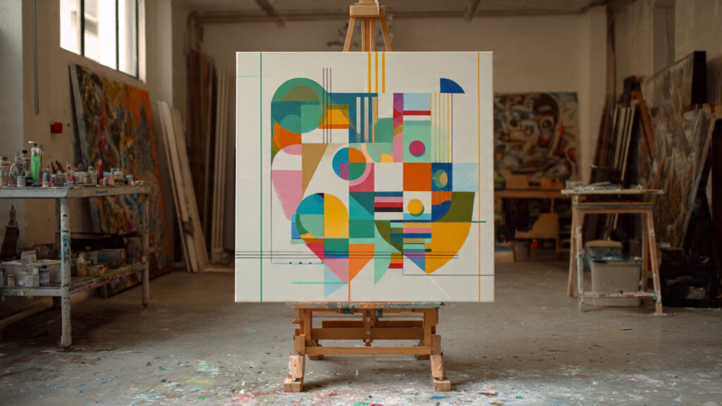 17 Different Styles of Acrylic Painting Every Artist Should Know geometric acrylic painting with colorful shapes precise