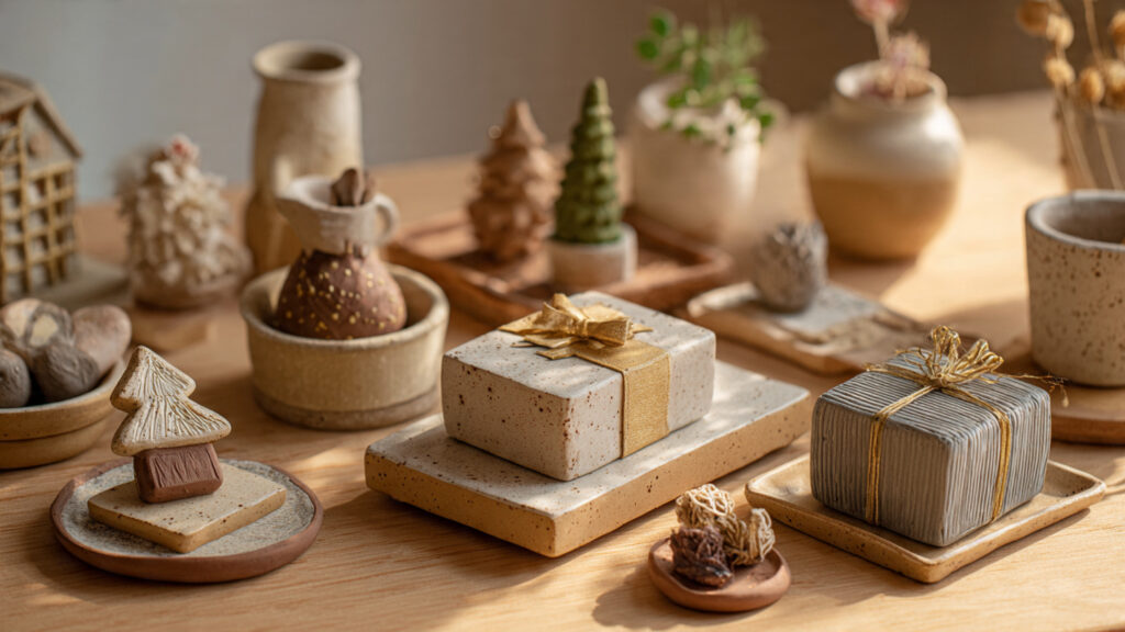 25 Amazing Clay Art Ideas & DIY Projects to Spark Your Creativity handmade clay gift items arranged beautifully warm