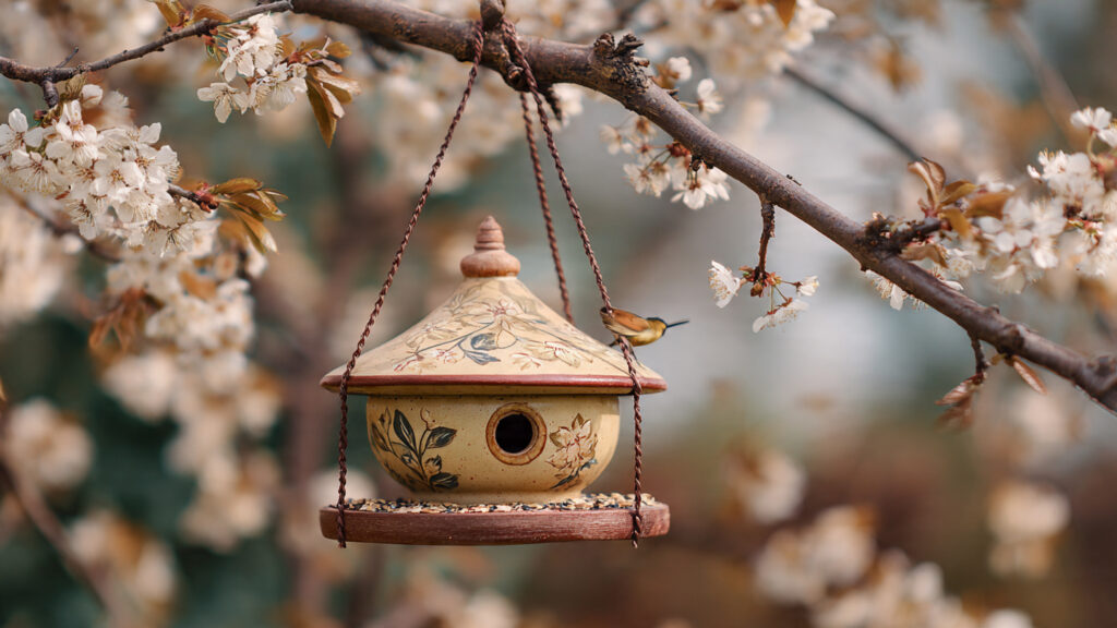 27 Easy Spring Craft Ideas & Creative DIY Projects homemade bird feeder hanging on tree branch
