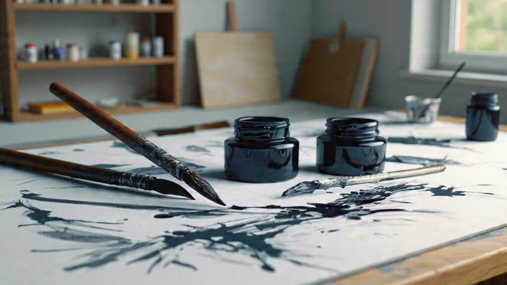 7 Ink Painting Techniques Artists Must Learn Today ink painting concept showing black ink brushes