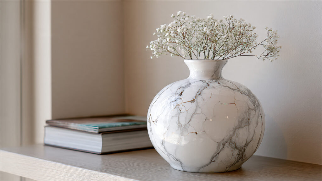 23 Creative Vase Painting Ideas to Elevate Your Home Decor marble effect painted vase white and gray