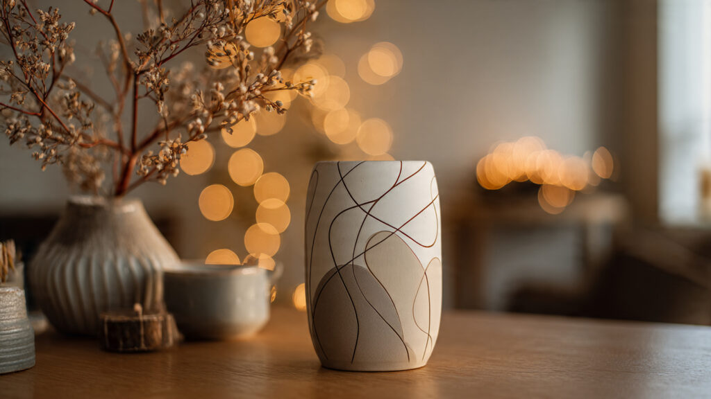 23 Creative Vase Painting Ideas to Elevate Your Home Decor minimalist ceramic vase with single line abstract drawing