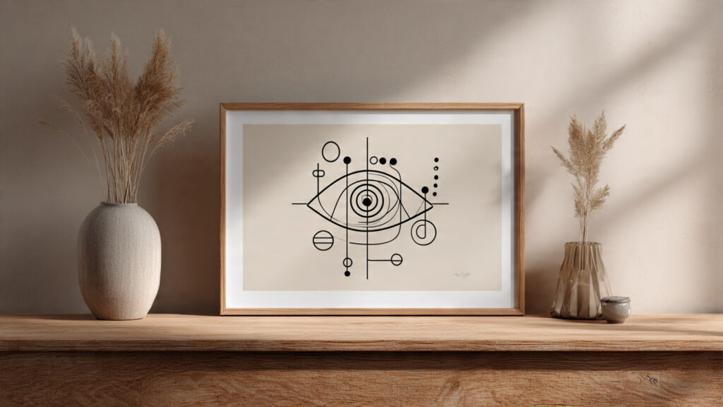minimalist symbolic line art featuring an eye