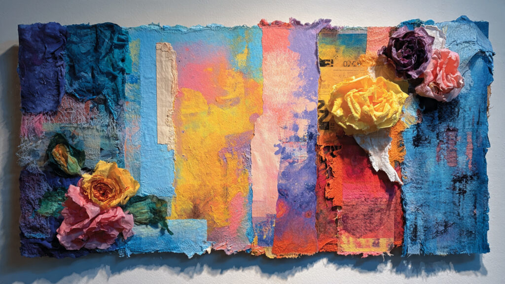 17 Different Styles of Acrylic Painting Every Artist Should Know mixed media acrylic painting with fabric paper