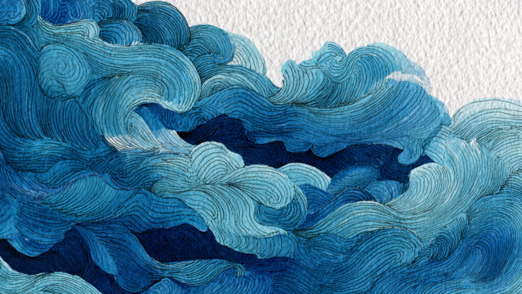 15 Easy Doodle Art Painting Ideas to Relax Your Mind and Boost Creativity ocean wave doodle painting flowing blue lines
