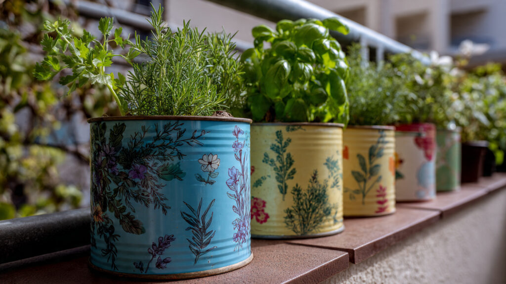 27 Easy Spring Craft Ideas & Creative DIY Projects painted tin can planters with herbs spring