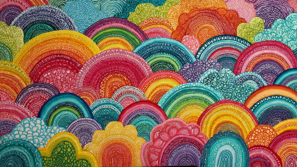 15 Easy Doodle Art Painting Ideas to Relax Your Mind and Boost Creativity rainbow doodle painting repeating colorful patterns cheerful