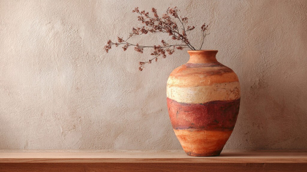 23 Creative Vase Painting Ideas to Elevate Your Home Decor rustic terracotta painted vase warm earthy tones