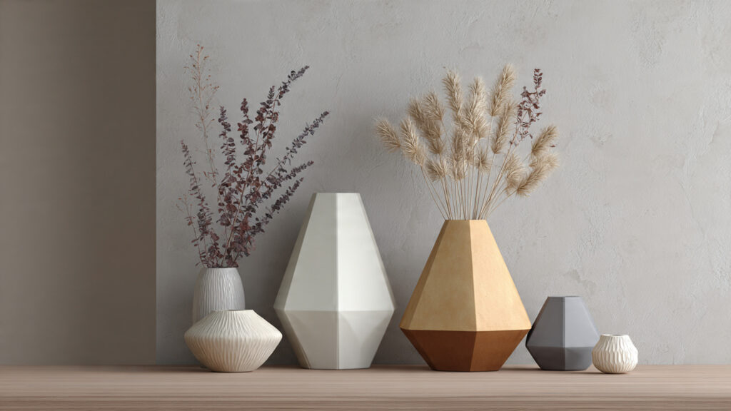 23 Creative Vase Painting Ideas to Elevate Your Home Decor scandinavian geometric painted vase neutral colors minimal