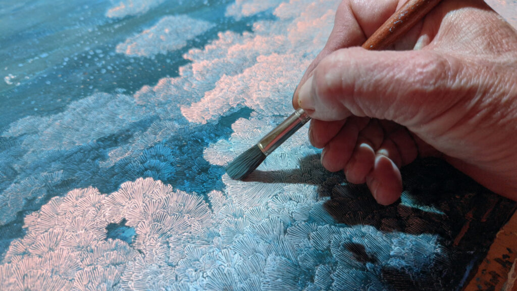 sgraffito oil painting technique scratching through wet