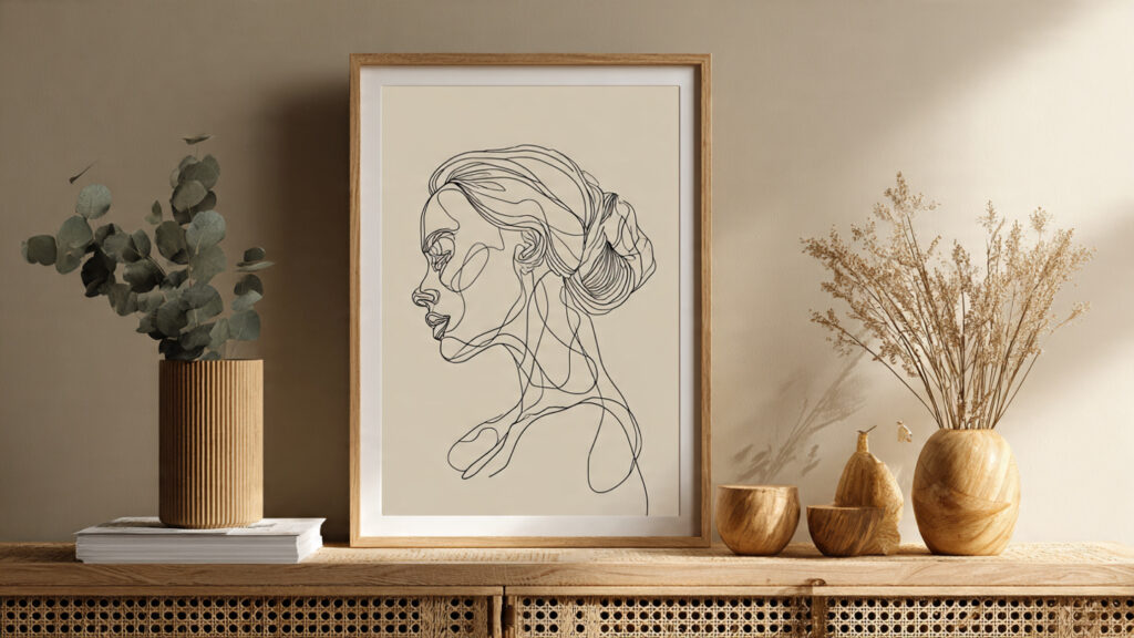 side profile minimalist line art portrait smooth black