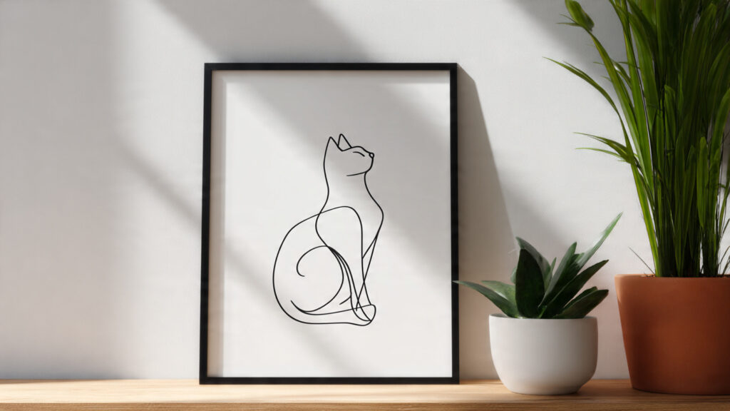 simple line drawing of a cat formed (2)