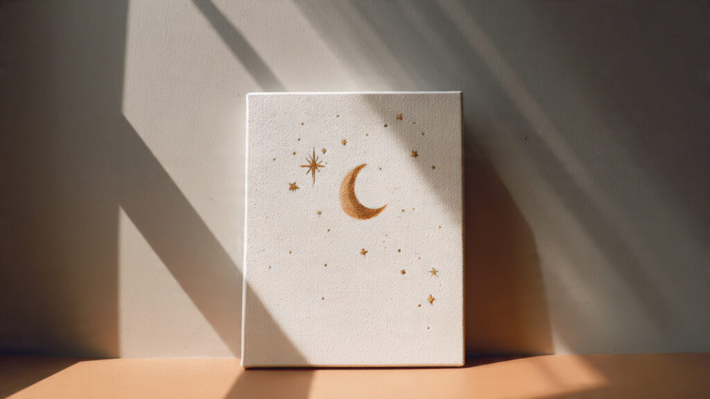 25 Easy Canvas Drawing Ideas to Boost Creativity and Relax Your Mind simple moon and stars canvas drawing dreamy