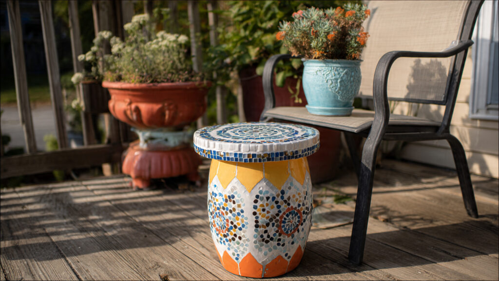 10 DIY Garden Crafts That Add Charm to Small Outdoor Spaces small diy garden stool and side table