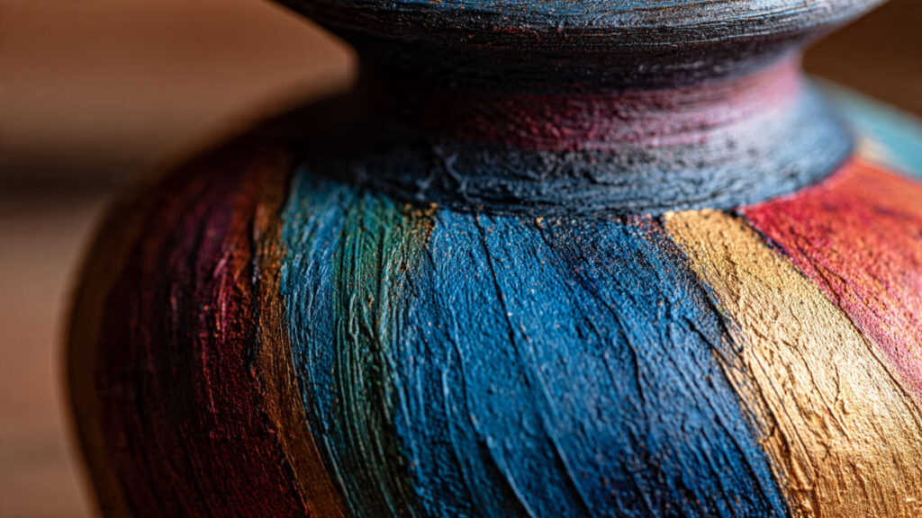 23 Creative Vase Painting Ideas to Elevate Your Home Decor textured brush stroke painted vase expressive art