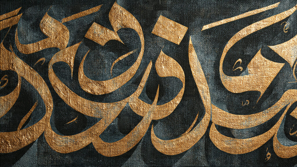 Islamic Calligraphy on Canvas: Art, Tips & Inspiration thuluth script painted in shimmering metallic gold