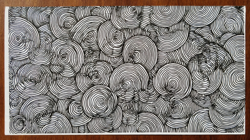 25 Easy Canvas Drawing Ideas to Boost Creativity and Relax Your Mind zen spiral pattern canvas drawing repetitive lines