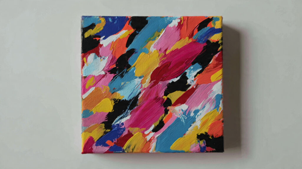 abstract mini acrylic painting with bold strokes