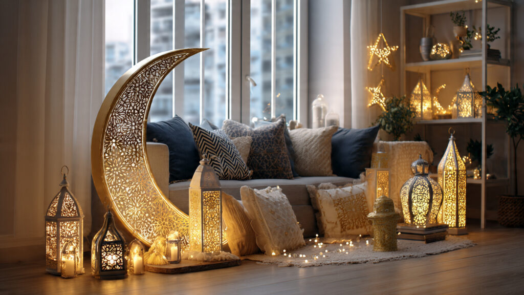 beautiful ramadan home interior decorated with cre