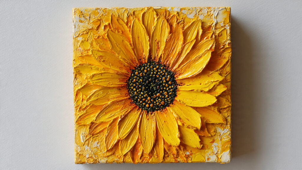 bright sunflower mini acrylic art textured center