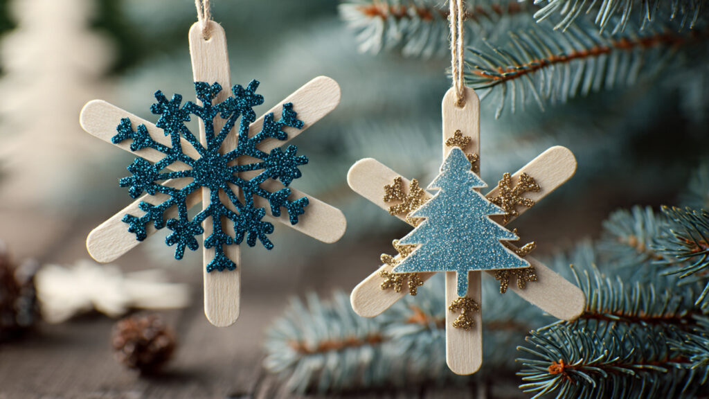 christmas themed popsicle stick ornaments shaped l (1)