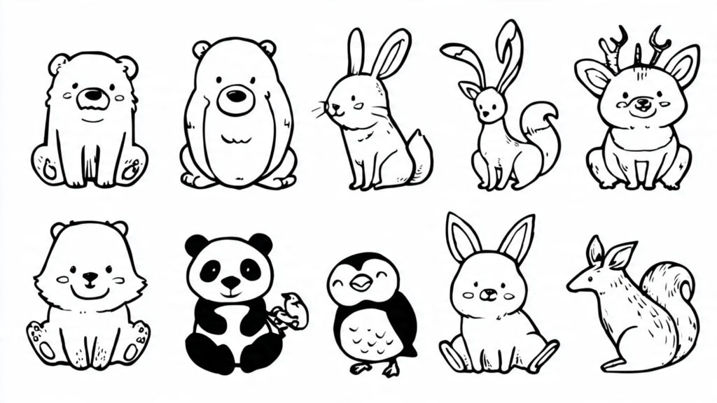 13 Simple Drawing Ideas Anyone Can Try Today cute cartoon animals with simple shapes drawing
